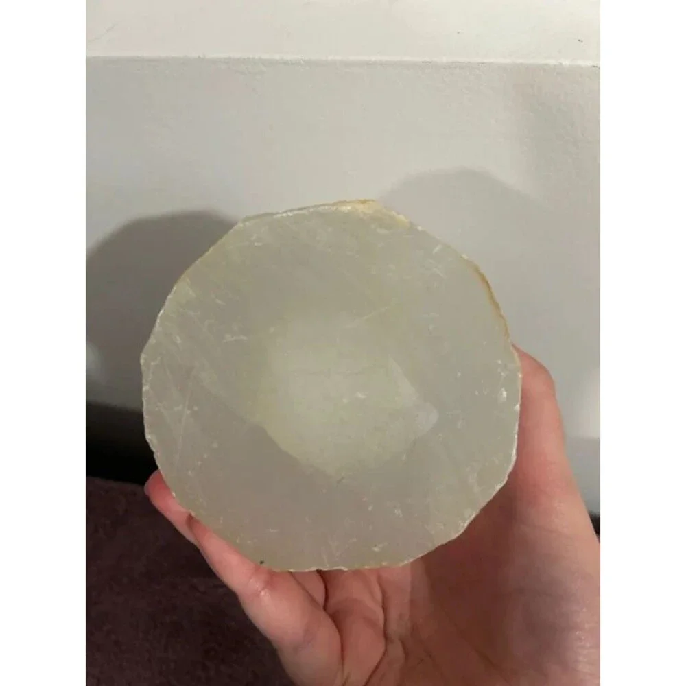 Cylindrical selenite crystal tealight candle holder “4